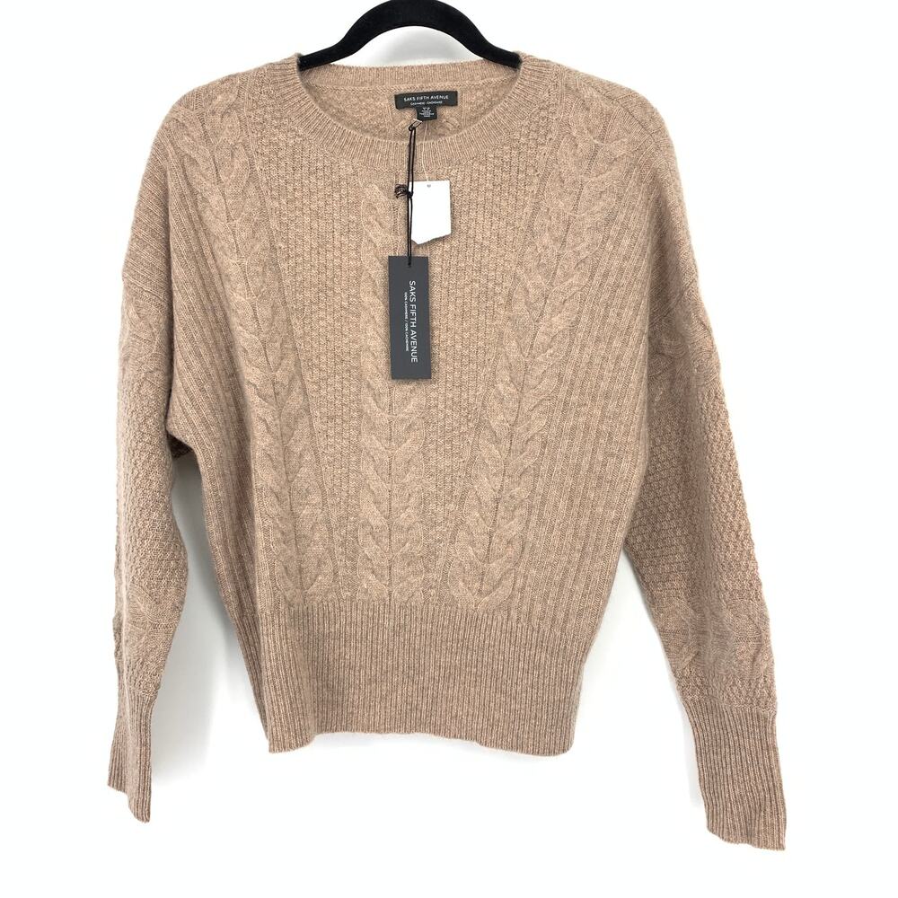 Saks Fifth Avenue Pullover Crewneck Cashmere Sweater Sz S Portabella Heather NEW